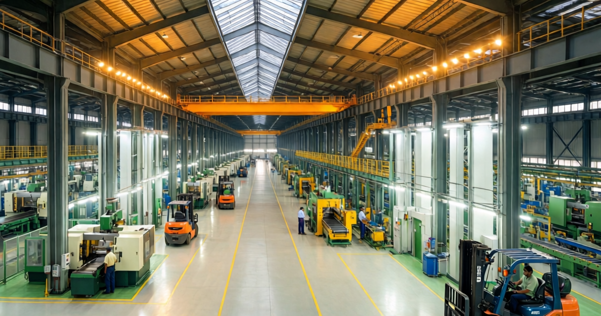 Mechanic repairing high-capacity conveyor belt motor at food plant