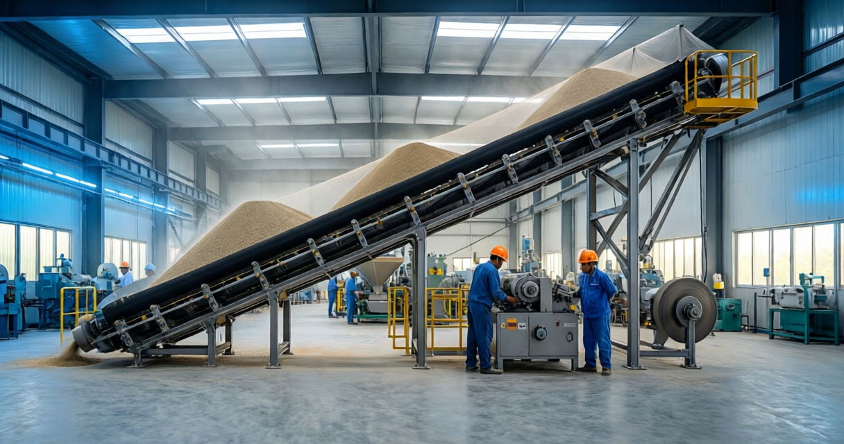 High-speed industrial conveyor belt repair process for FMCG packaging lines.